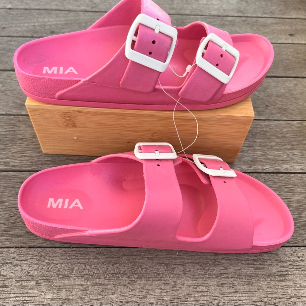 MIA Pink Sandals with White Buckles